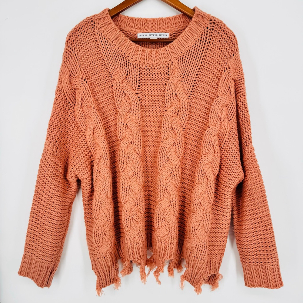 HYFVE Anthropologie Apricot Cable Knit Sweater M